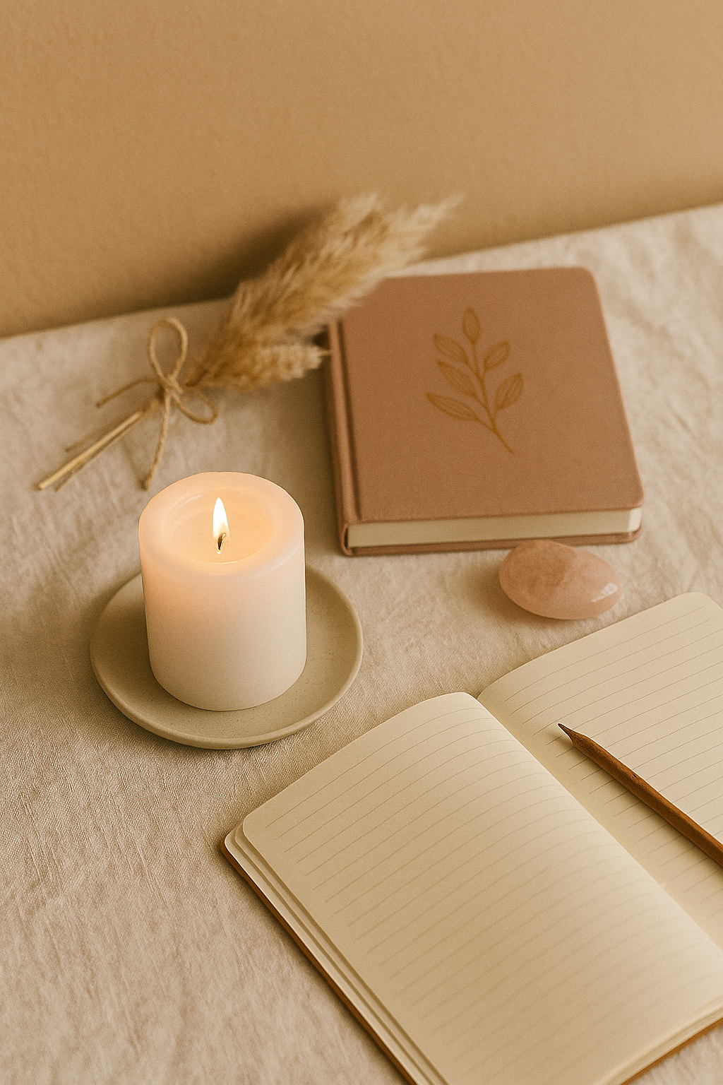 Mulher em paz, olhos fechados, natureza ao fundo